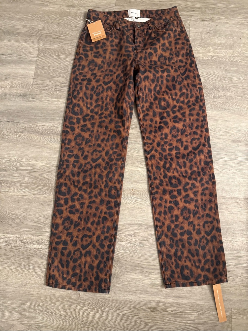 Reformation Brown Leopard Print Straight Leg Jeans